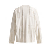 Unisex long-sleeved shirt patchwork raw edges