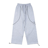 Hip-hop pants american street high street patchwork embroiderletter webbing casualloose terry sports sweatpants pants