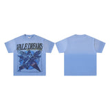 Valley t-shirt men's short-sleeved street printing hot diamond washed cotton