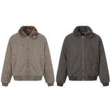 Unisex Down Jacket Winter Fleece Collar Padded Jacket Vintage Old Money Style