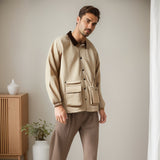 Men Jacket Retro Lapels Cotton-Padded Coat Men's Autumn and Winter