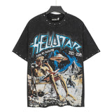 Men's t-shirt, hip-hop print, 100% cotton, printed, washed
