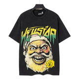 Washed and hot-drilled men's t-shirt short-sleeved g pure cotton hip hop street