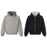 Unisex Down Jacket Winter Fleece Collar Double Sided Hooded Jacket