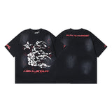 Men's short-sleeve t-shirt - washed print with hotfix rhinestones - 100% cotton - premium quality