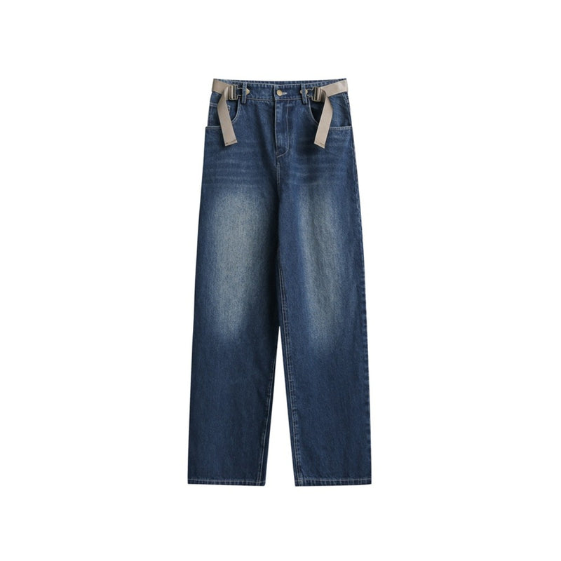 Unisex Jeans Retro Washed Loose Straight Jeans