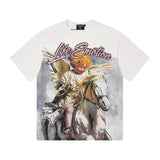 Mixed emotion cross-border t-shirt rhinestone printing g pure cotton printing