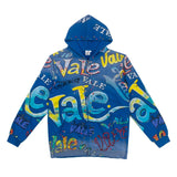 Hip-hop hoodie american style full print washed retro distressed holes dopamine color hoodie zipper hooded sweatshirt outwear