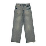 Unisex Jeans Retro Washed Denim Loose Straight
