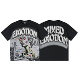 Mixed emotion men's t-shirt - short sleeve, rhinestone print, 100% cotton