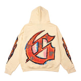Hip-hop hoodie american trader skull printing retro washed and distressed rock loose hooded sweatshirt hoodie