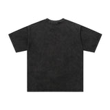 American retro print duaa washed cotton t-shirt