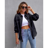 Women's european and american style mid-length frayed hem distressed denim jacket - autumn/winter long sleeve casual turn-down collar top