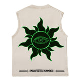 Hip hop tank top american high street drowning liberty print retro hip hop rock vest vest trendy sweatshirt