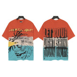 Men's t-shirt, hip-hop print, 100% cotton, printed, washed
