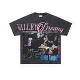 Valley t-shirt men's short-sleeved street printing hot diamond washed cotton