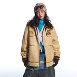 Unisex Down Jacket Winter Suede Lamb Fur Vintage Cotton Jacket