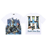 Life hustlere short sleeve t-shirt men's pure cotton street printing