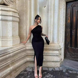 Women Dresses Summer One-Shoulder Sleeveless Dress Dress