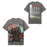 Rough play hot diamond washed pure cotton t-shirt g direct printing