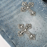 Purple Brand Denim Shorts Cross rhinestone