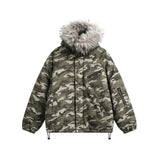 Unisex Down Jacket Men's Winter Camouflage Fur Collar Padded Jacket