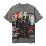 Rough play hot diamond washed pure cotton t-shirt g direct printing