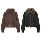 Unisex Down Jacket Men's Winter Short Fur Collar Padded Cotton