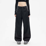 Unisex Pants Autumn Workwear Wide-Leg Casual Pants
