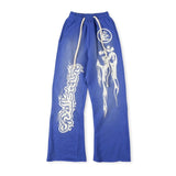 HS Sweatpants Stitching Sports Leisure Horn