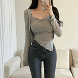 Women Long Sleeve Shirt with Slant-Cut Bottom Long Sleeves Cardigan Jacket
