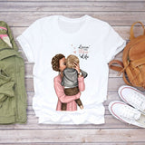 2024Plant Feather Print T-shirt Fashion Cartoon Plant Feather Print Women's Short Sleeve