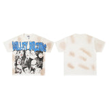 Valley t-shirt men's short-sleeved street printing hot diamond washed cotton