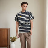 Men T Shirts Vintage Stripe Short Sleeve T-shirt