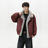 Unisex Down Jacket Winter Fleece Collar Vintage Jacket