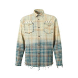 Unisex long-sleeved shirt autumretroplaidshirt