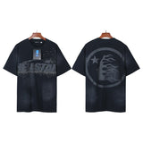 Men's short-sleeve t-shirt - washed print with hotfix rhinestones - premium cotton - high quality