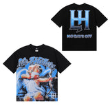 Life hustlers hot diamond direct injection retro printing pure cotton t-shirt g