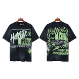 Men's short-sleeve t-shirt - washed print with hotfix rhinestones - premium cotton - high quality