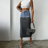 Women Desses Denim Patchwork Skirt Spring Women's Skirt