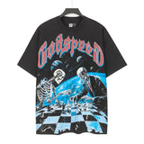 Men's youth t-shirt with rhinestone print, 100% cotton, american retro style