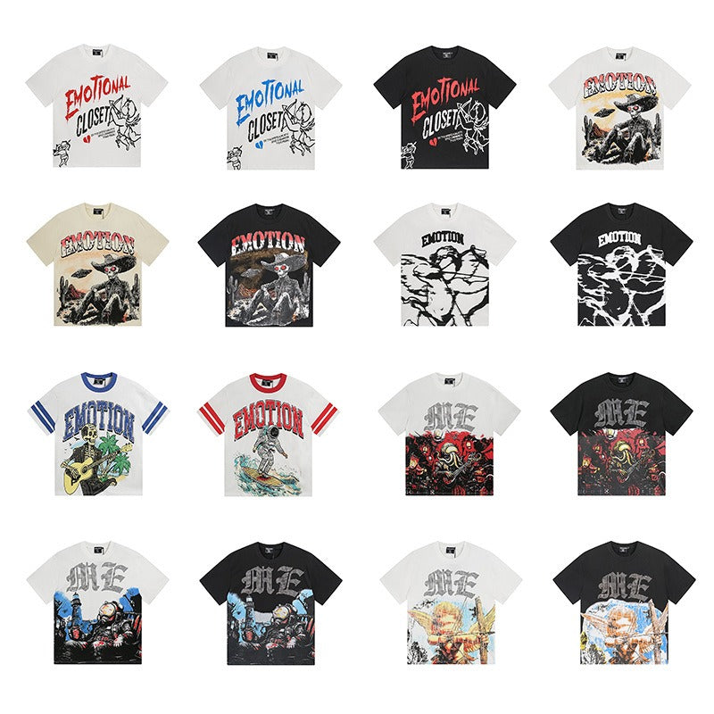 Mixed emotion men's t-shirt - short sleeve, hotfix rhinestone print, 100% cotton