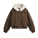 Unisex down jacket winterretro fur collar