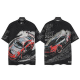 Godspeed t-shirt short-sleeved men's washed cotton printing hot diamond holes street clothing