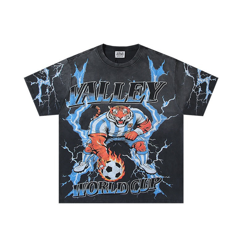 Valley men's t-shirt - short sleeve, washed print, 100% cotton streetwear