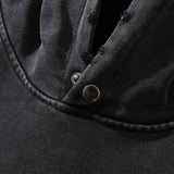 Men Hoodie Dog Printed Hoodie Men's Loose Wash Distressed Worn Pullover Side Pocket Hoodie