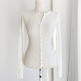 Women Long Sleeve Shirt Button Cardigan Coat V-neck Top for Women
