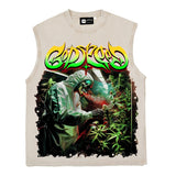 Hip hop tank top american high street biochemical skull letter hip hop street rock vest sweatshirt sleeveless t-shirt