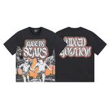 Mixed emotion men's t-shirt - short sleeve, rhinestone print, 100% cotton