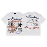 Mixed emotion men's t-shirt - short sleeve, rhinestone print, 100% cotton
